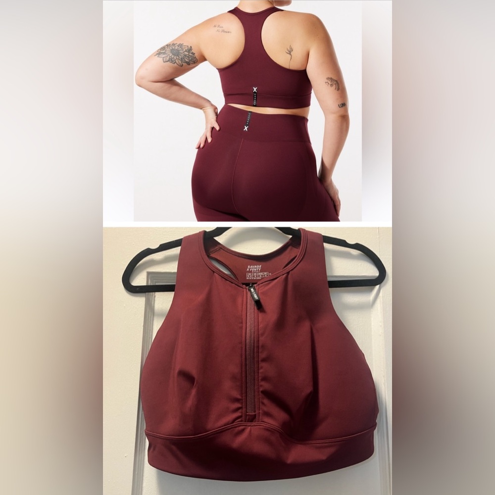 Savage X Fenty Burgundy Sports Bra
